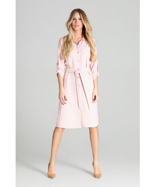 Figl Light Pink Long Shirt Dress