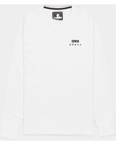 Men's Edwin Base Small Logo Sweatshirt White, White/White