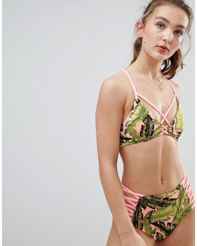 Hunkemoller Urban Utility tropical triangle bikini top-Multi