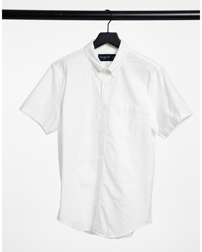Abercrombie & Fitch short sleeve oxford shirt in white