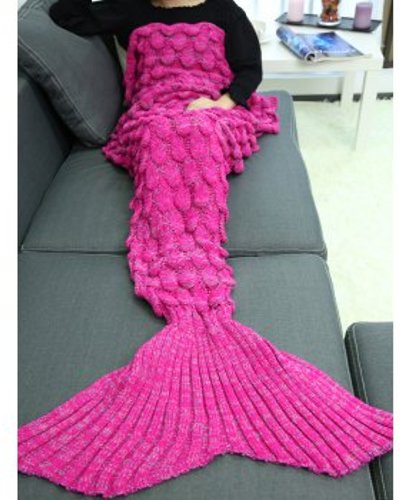Soft Knitting Fish Scales Design Mermaid Tail Style Blanket