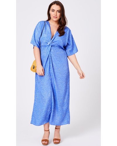 Girls On Film Curvy Samir Blue Spot Twist-Front Maxi Dress size: 20 UK