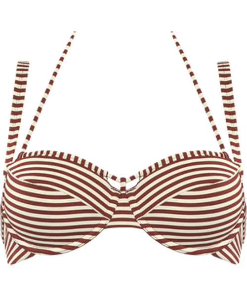 holi vintage plunge balcony bikini top | wired padded red-ecru - 32C