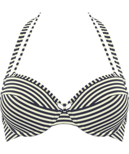 holi vintage push up bikini top | wired padded blue-ecru - 32C